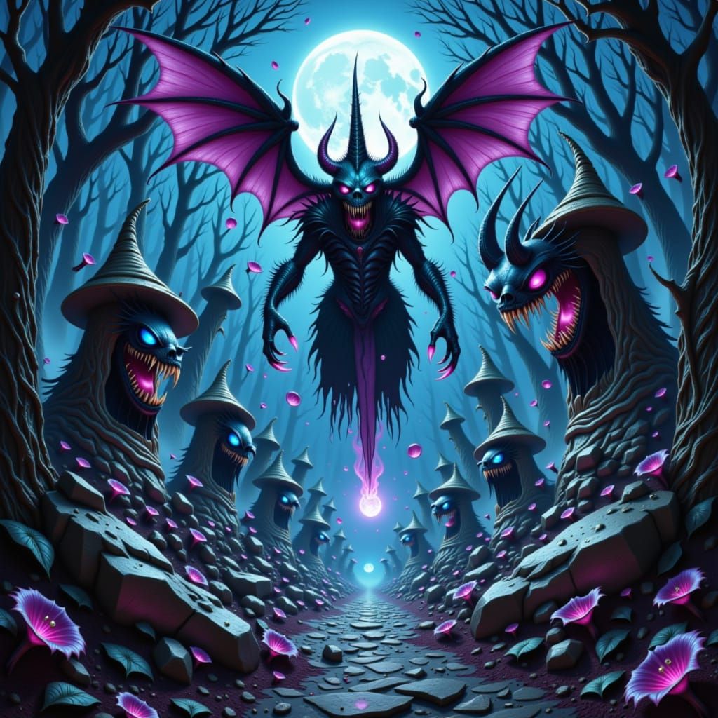 Horror Monsters Emerge from Graveyard in Dark Fantasy Art