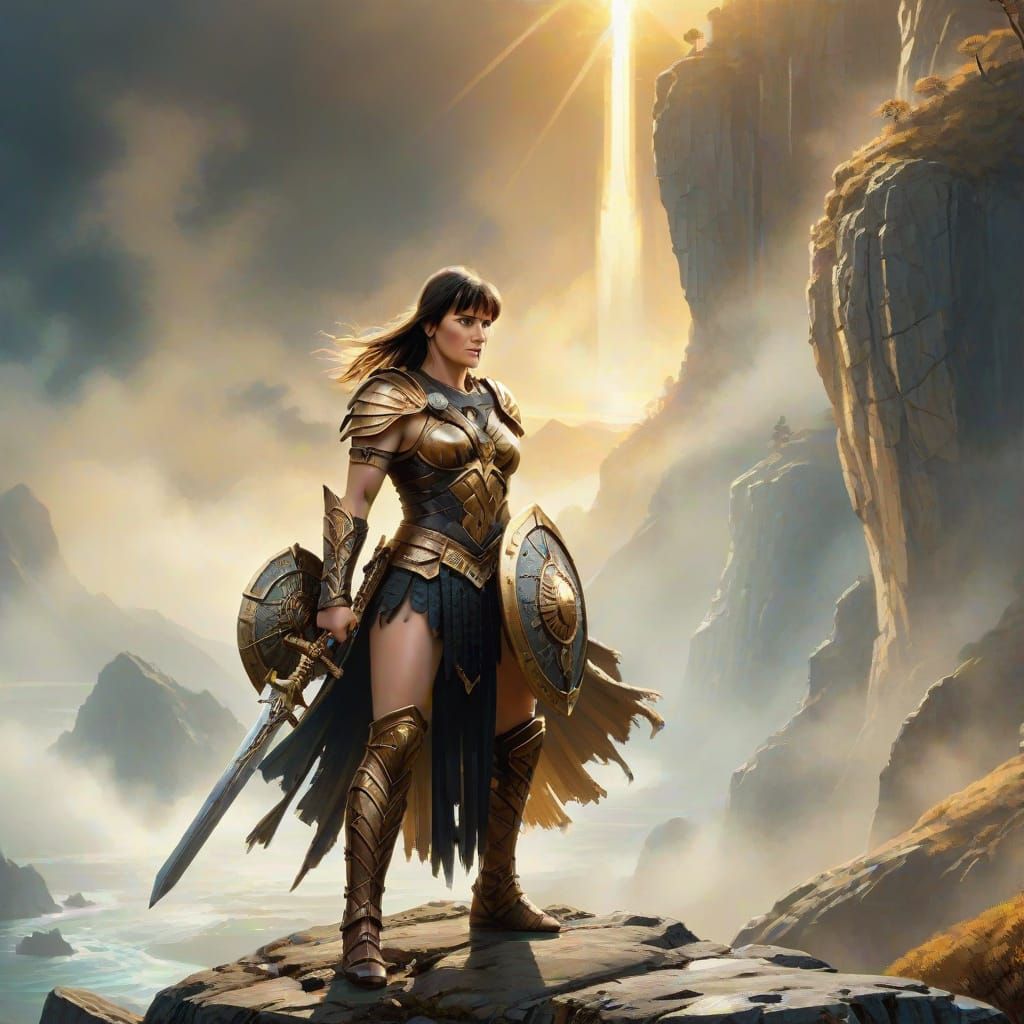 Xena, Heroic Warrior on Misty Cliff