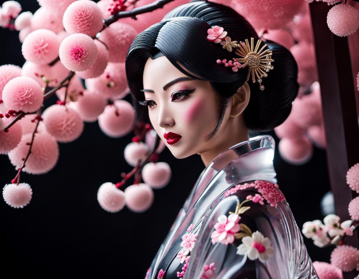 Japanese Ice Sculpture in Film Noir Style