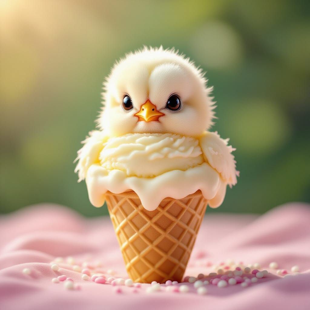 Cute Ice Cream Chick in Waffle Cone