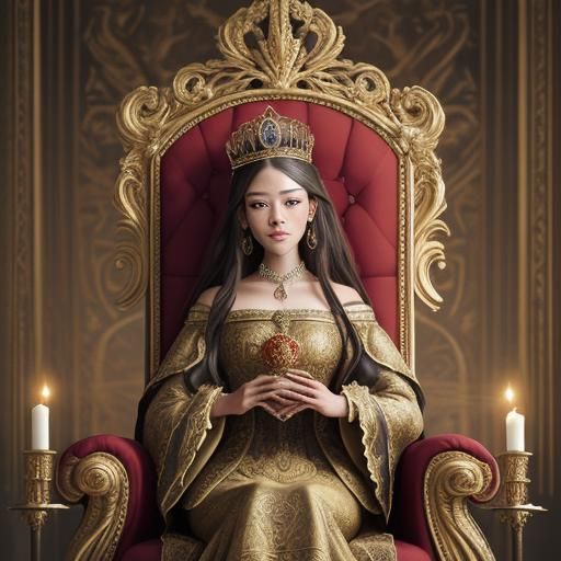 statue of jenna ortega on a medieval eropean throne