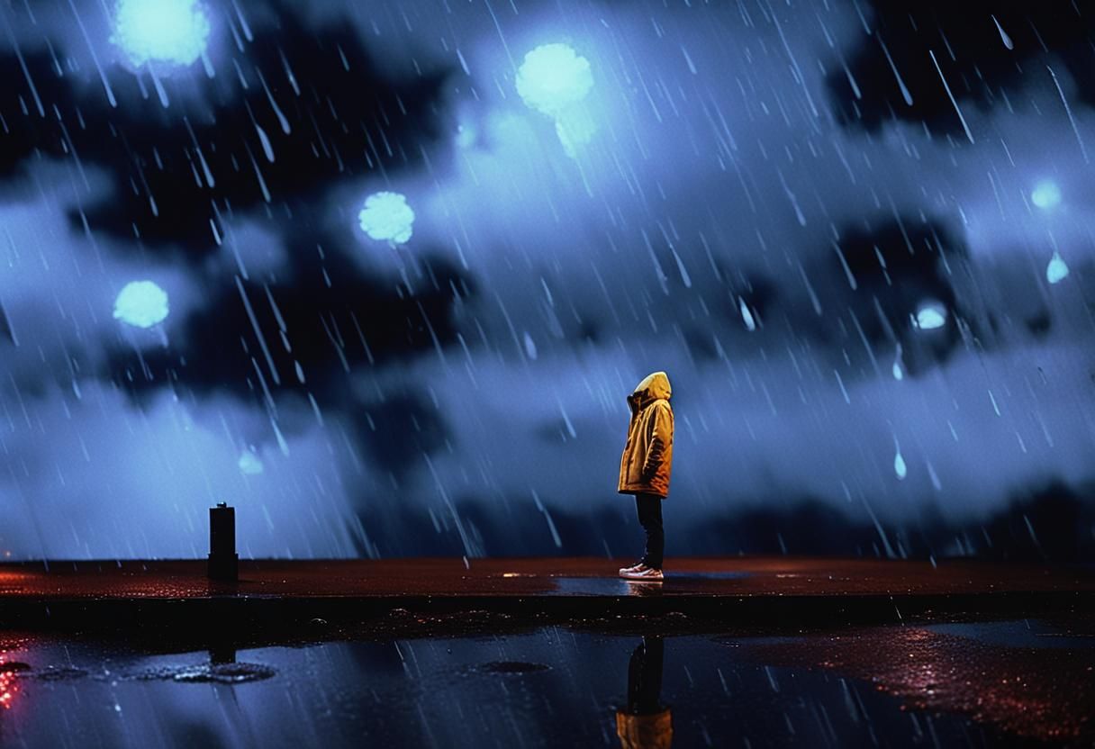 Gentle Rain Falls on a Quiet City Street