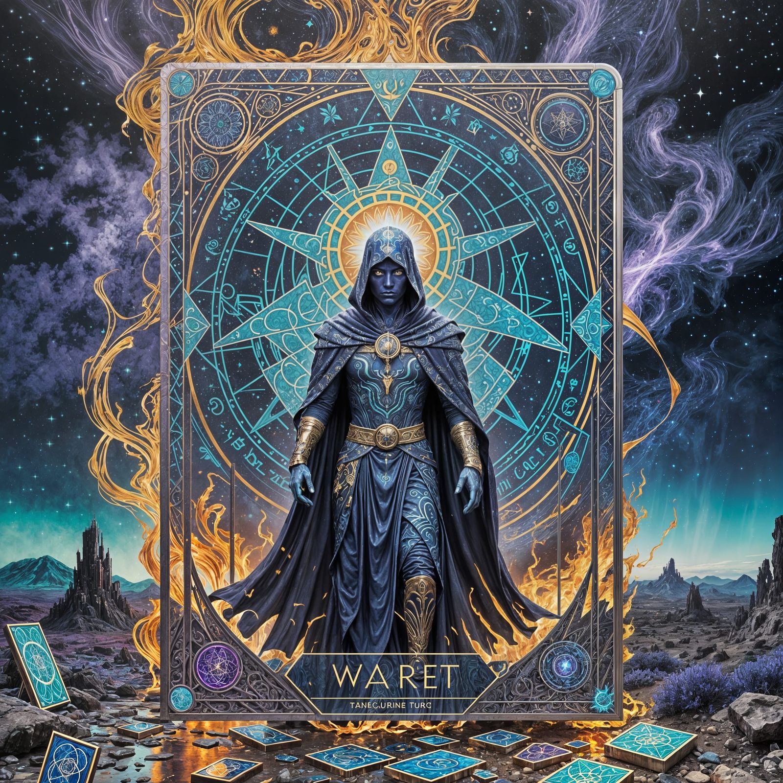 Surreal Tarot Card in Afrofuturist Style