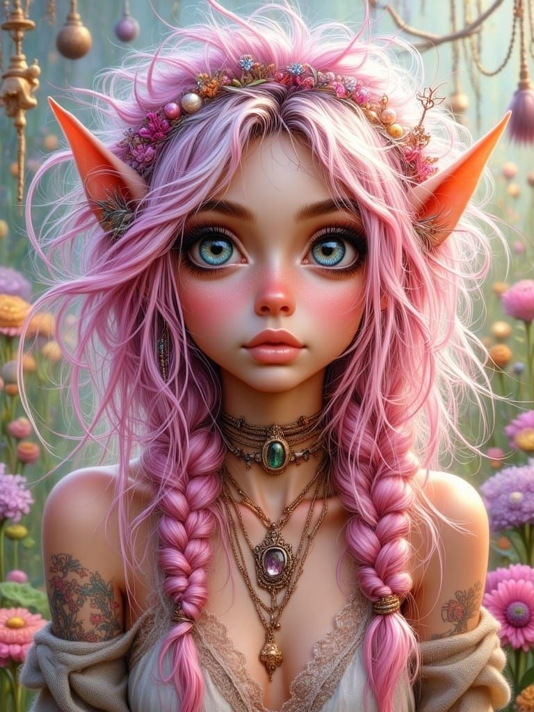 Whimsical Boho Fairy in Vibrant Pastels
