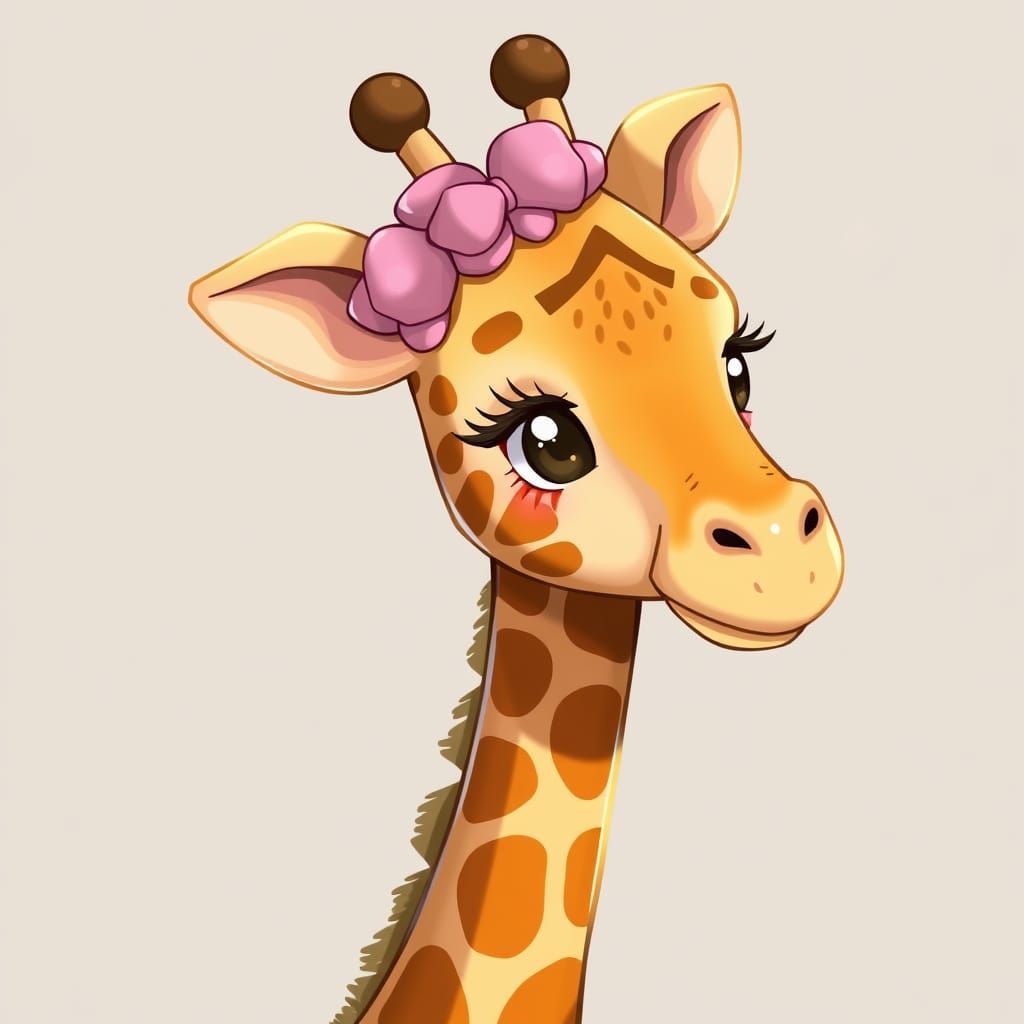 Kawaii Japanese Giraffe in Anime Style