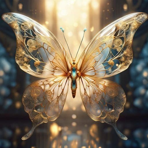 Angelic Butterfly with Glowing Wings in Macro Photography
