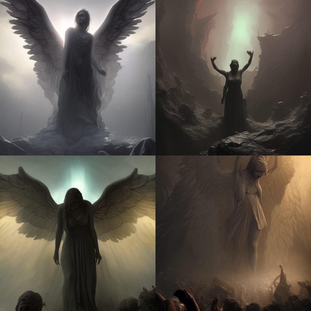 Weeping Angel in Hell: A Dark Fantasy Masterpiece