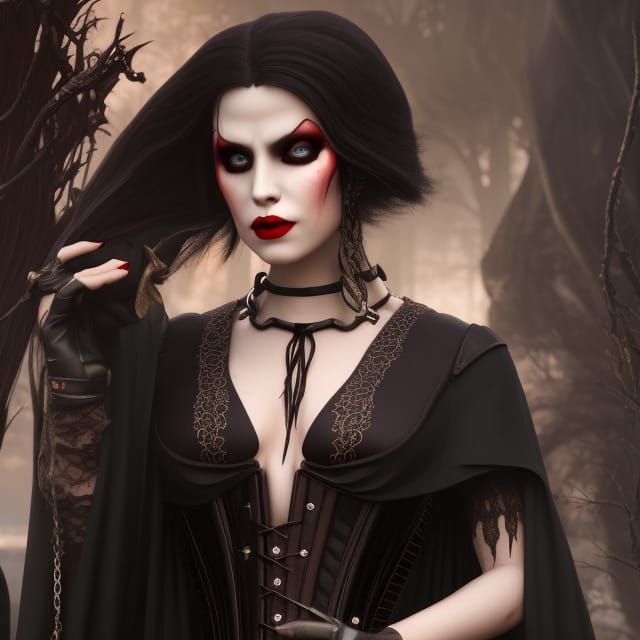 Creepy Attractive Vampire in Ultrarealistic Style