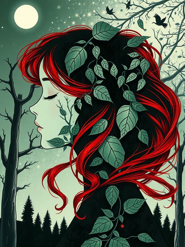 Mysterious Nighttime Portrait with Delicate Silhouette