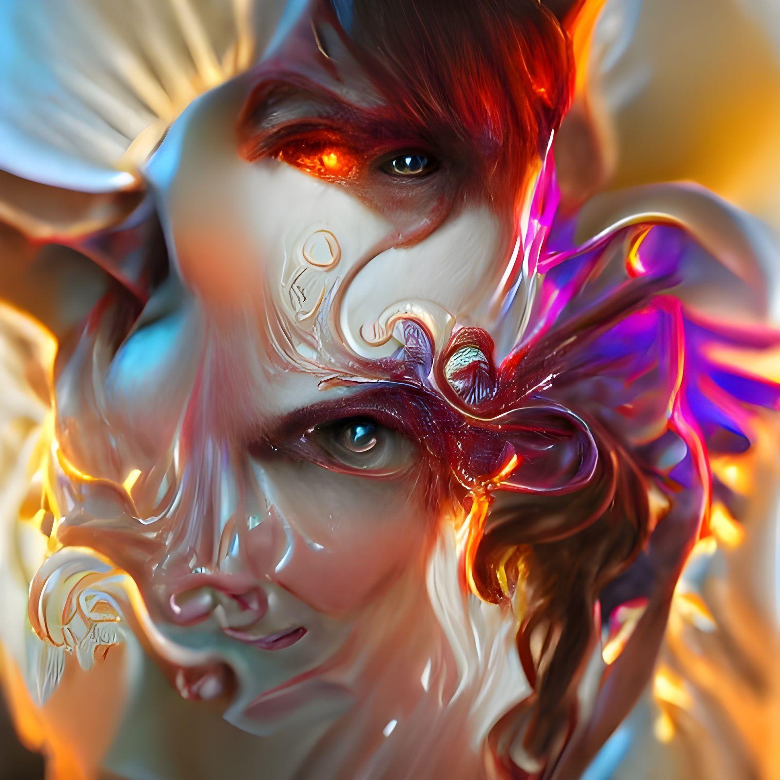 Demonic Eldritch Angel Portrait in Hyperdetailed Style