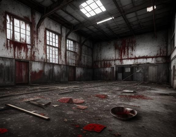 Eerie Abandoned Abattoir with Rusty Hooks and Bones