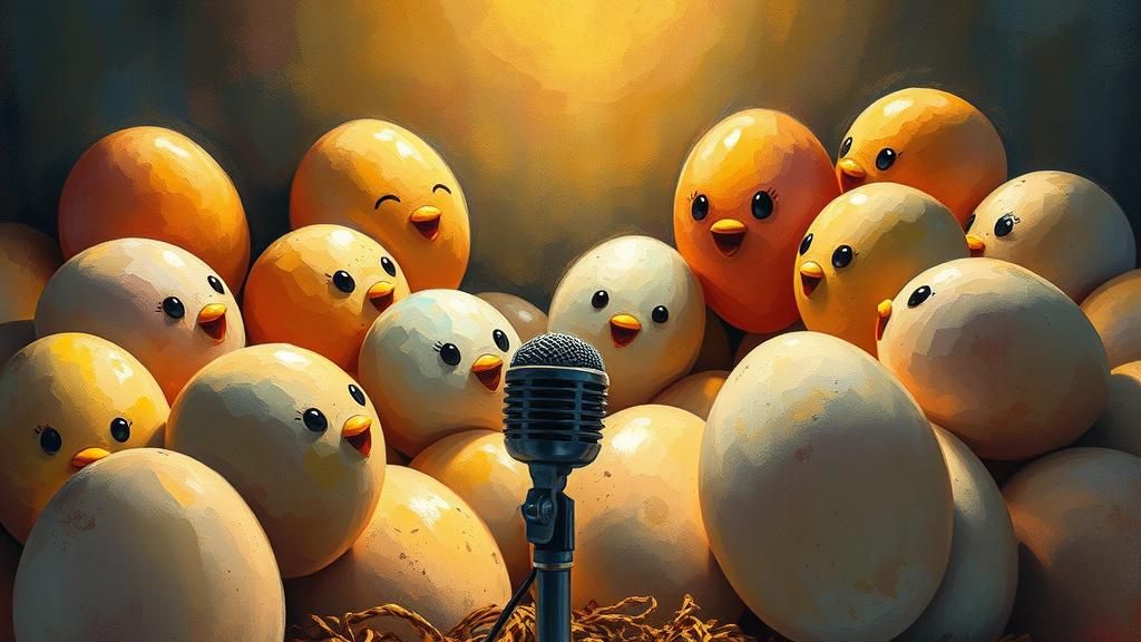 Eggs Tell Jokes in Impressionist Impasto Painting