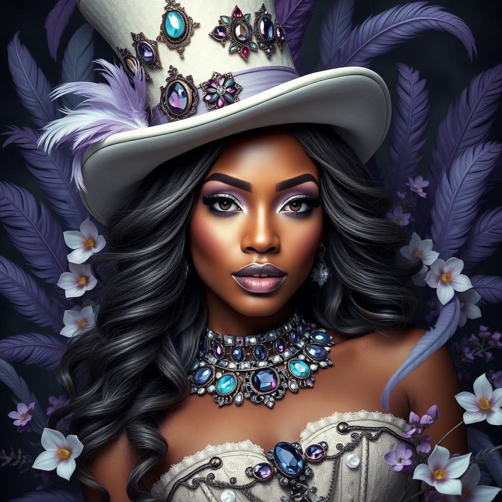 Dark Fantasy Mad Hatter with Jeweled Corset