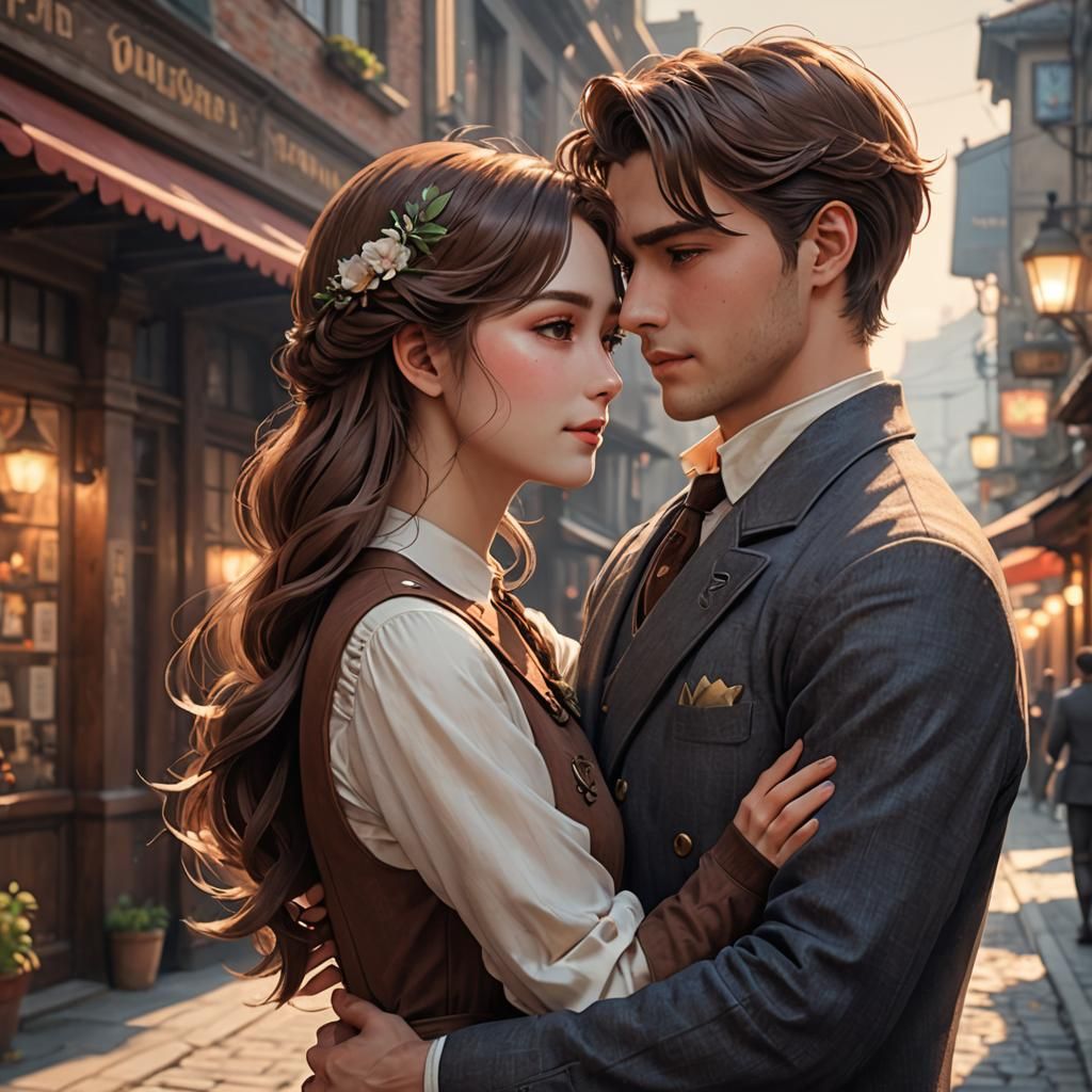 Vintage Anime Style Lovers Embrace