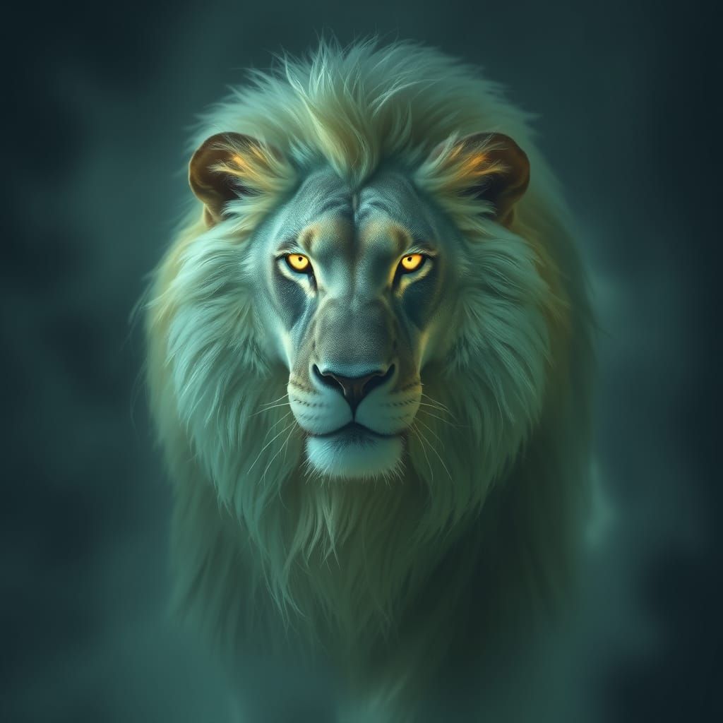 Ethereal Ghost Lion with Dreamy Glow