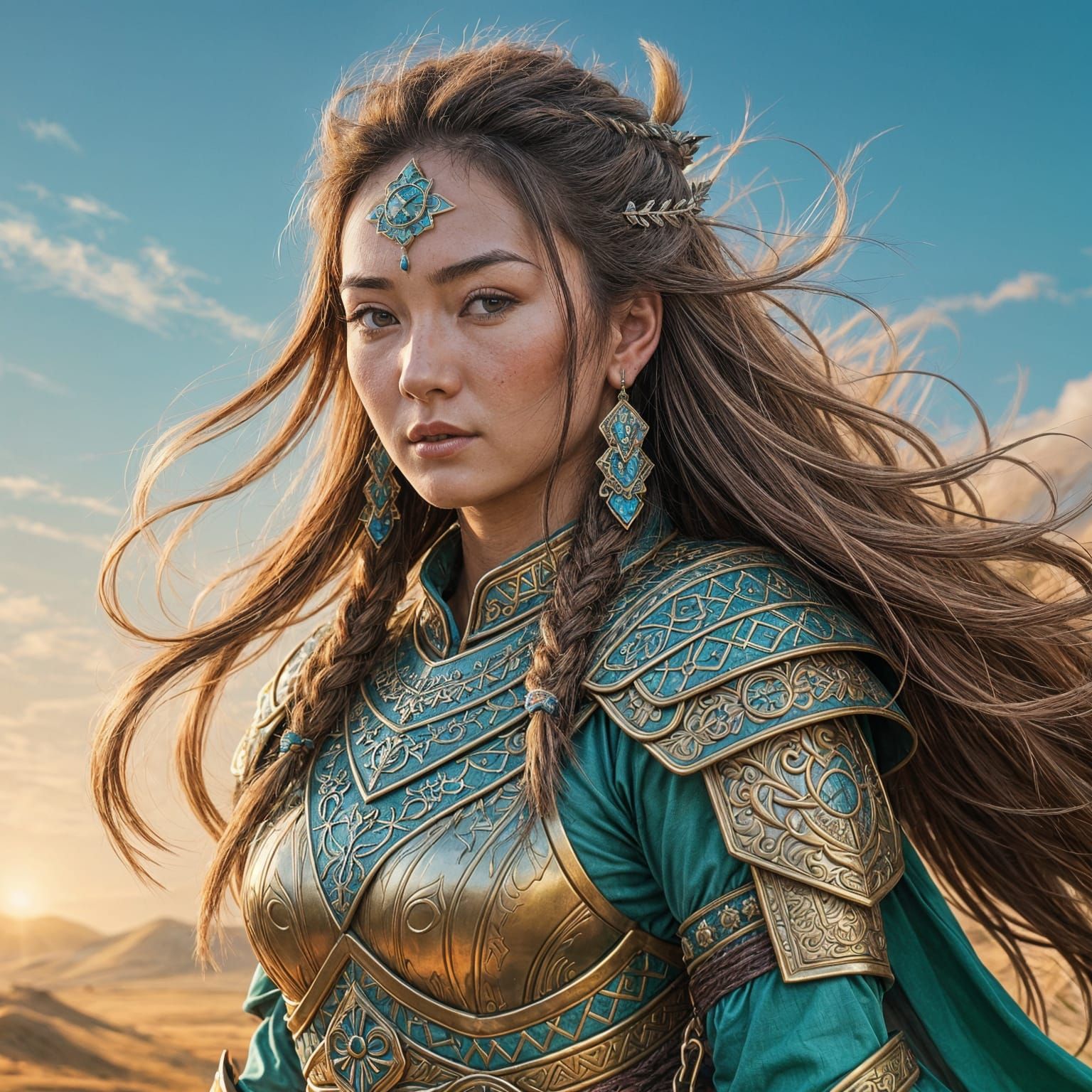 Mongolian Warrior Princess in Ancient Regalia