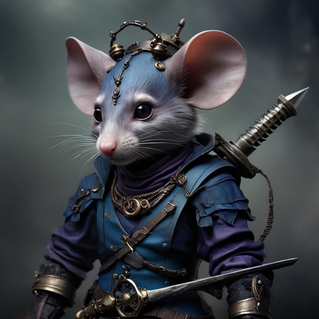 Steampunk Mouse Rogue in Dark Fantasy Style