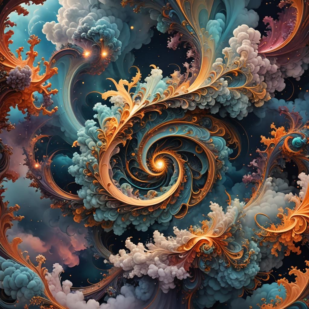 Fractal Clouds in Infinite Spirale