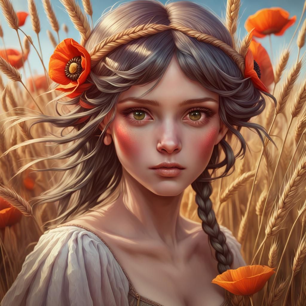 Summer Fairy Portrait in Art Nouveau Style
