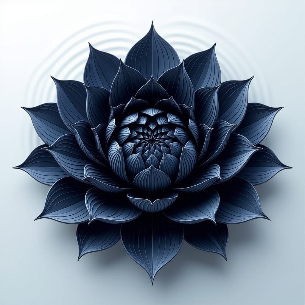 Dark Lotus with Fractal Patterns in Digital Art Style