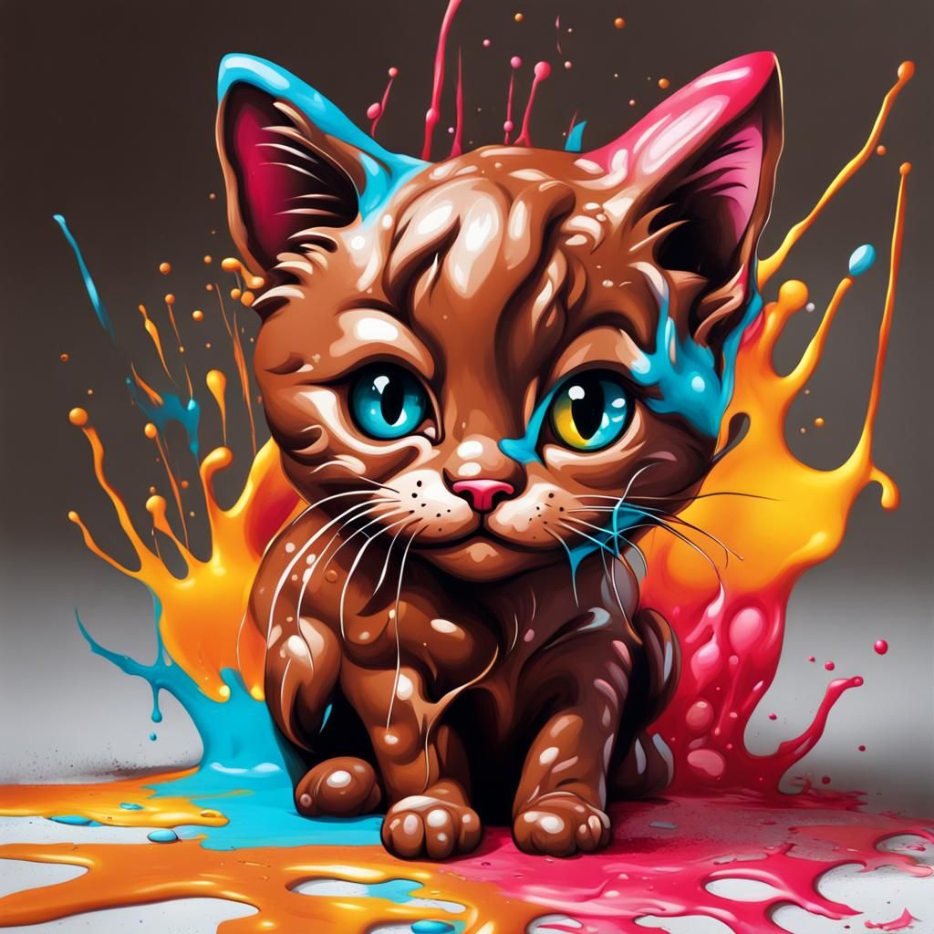 Chocolate Fudge Kitten in Graffiti Art Style
