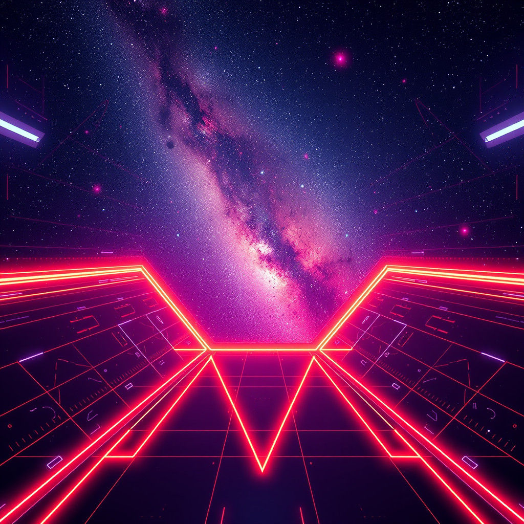 Synthwave Milky Way: Neon Retro-Futuristic Pop Art