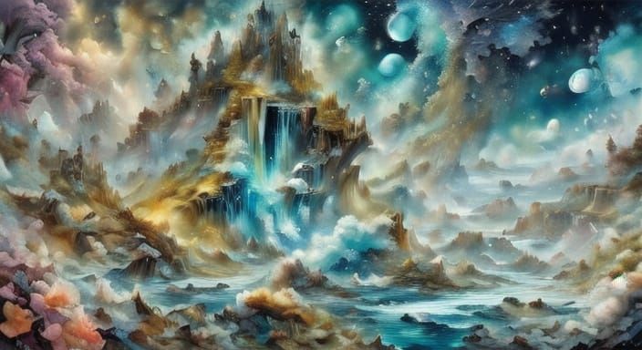 Spectral Man Comforts Ethereal Souls in Dreamy Moonlight Gar...