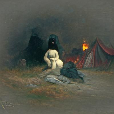 Eerie Campsite: A Dark Figure's Gaze