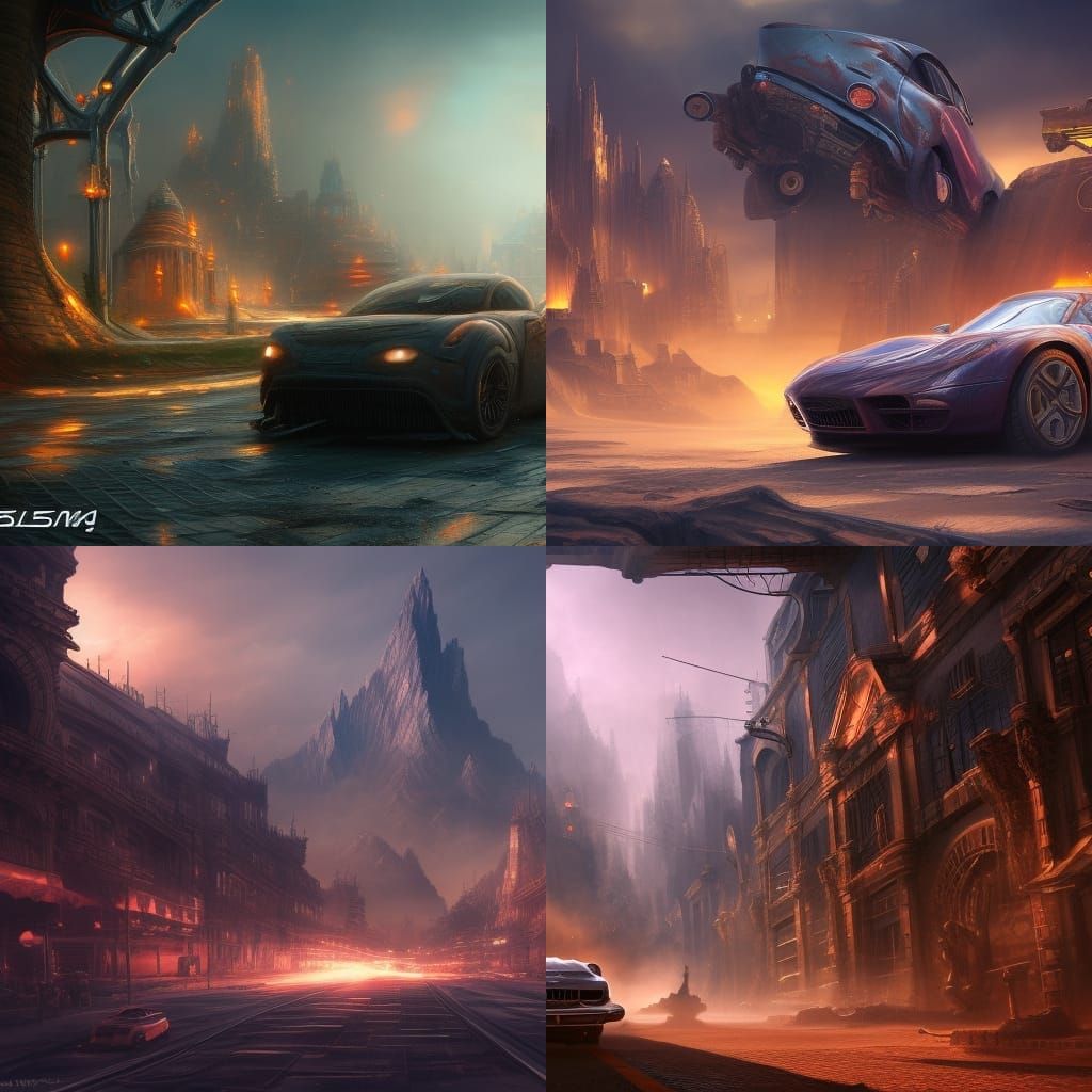 Detailed Matte Painting of Cars in 8K