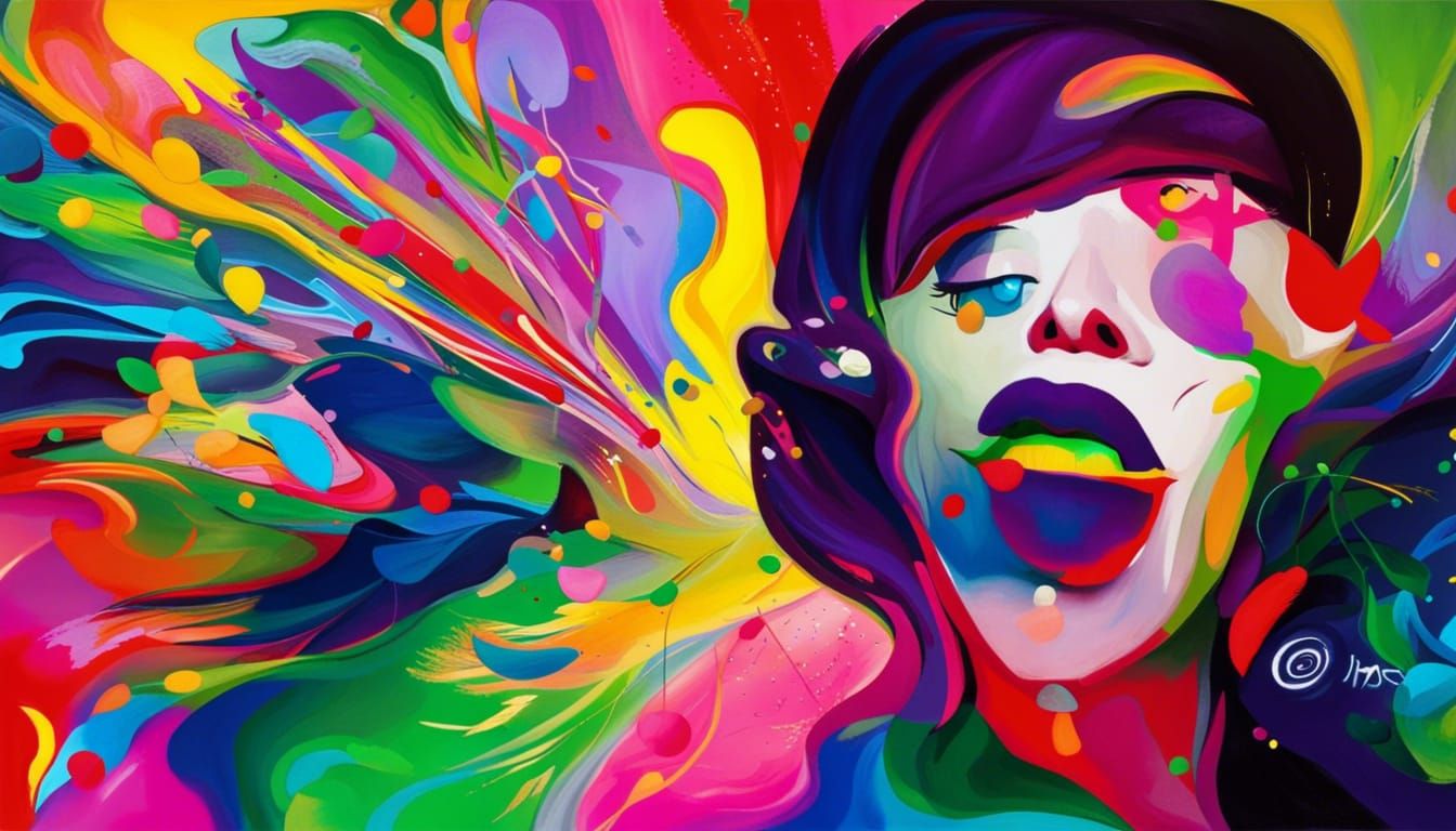 Joyful Music: Colorful Abstract Portrait