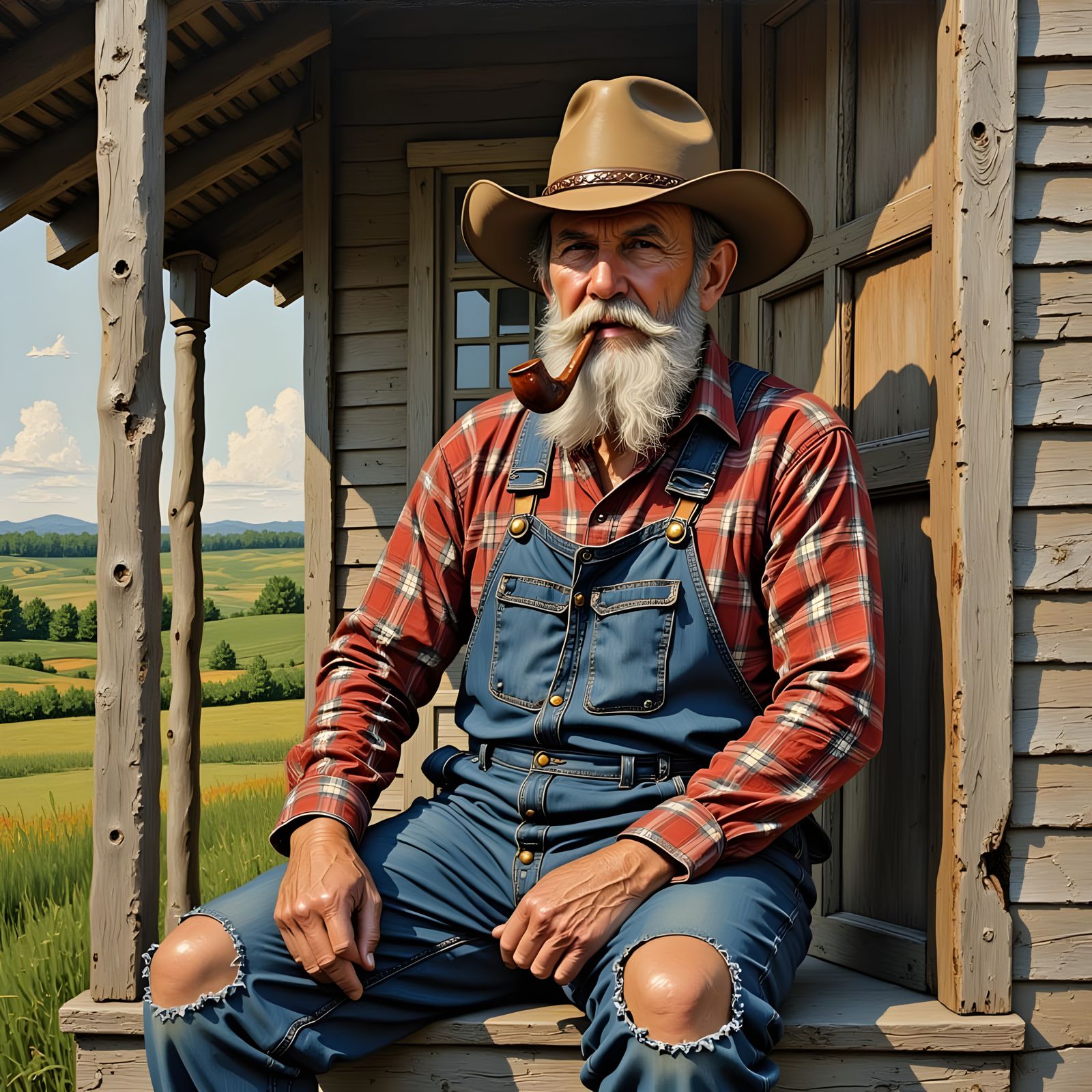 Rustic Farmhand in Earthy Impasto Style