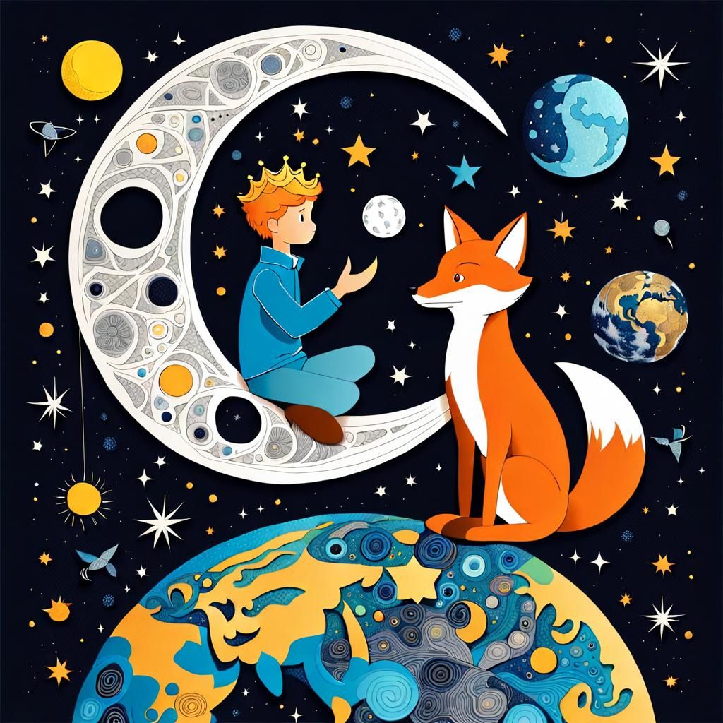 unusual shapes such as, The little prince holds the moon in ...