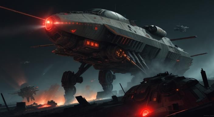 Galactic Battlefield Concept Art in Sci-Fi Style