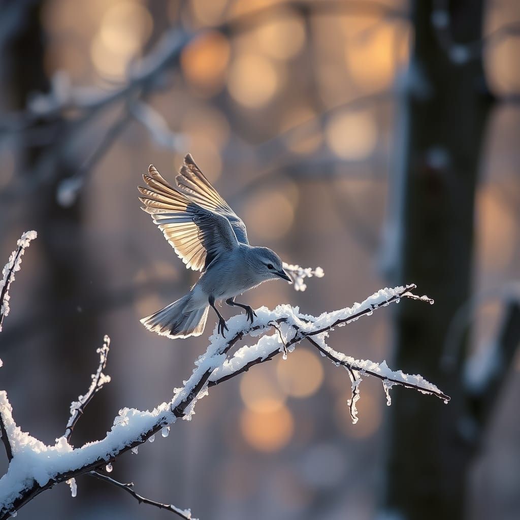 The Frozen Bird Moves Slowly Through Seasons
