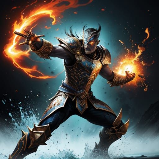 Warrior Leaping in Epic Battle Splash Art