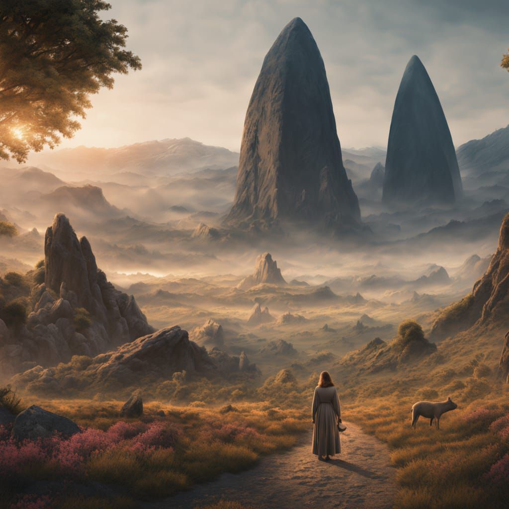 Menhir on Alien World in Hyper-Realistic Style