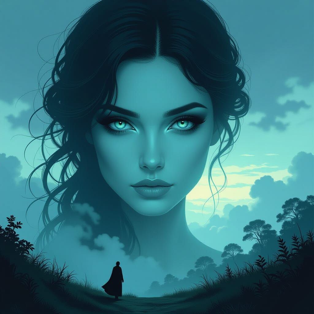 Ethereal Goddess Appears in Twilight Sky