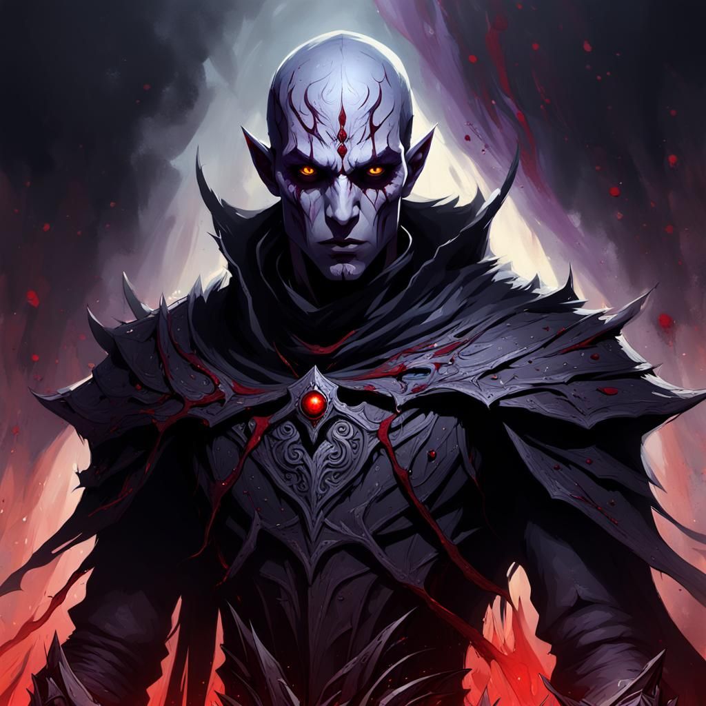 Drow in Blood Mist: Dark Fantasy Art