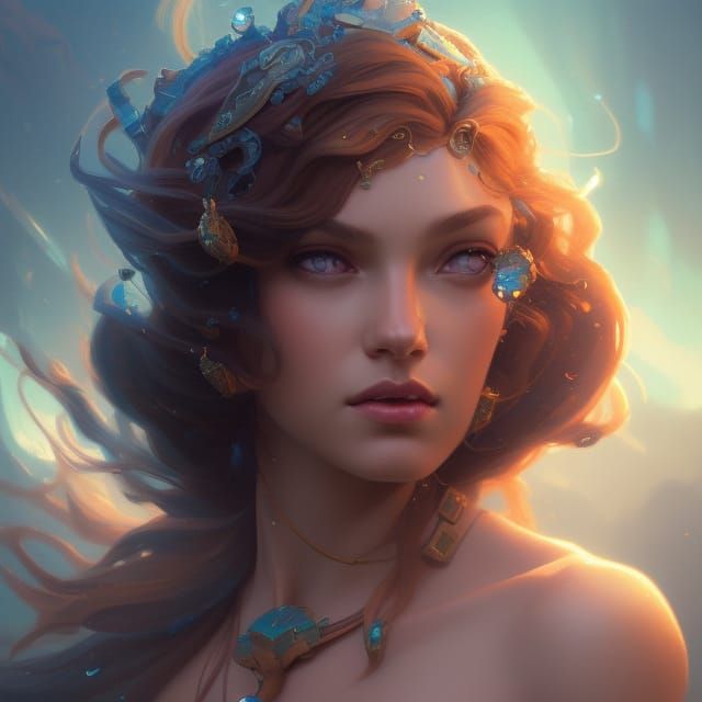 Atlantis Princess Portrait in Art Nouveau Style