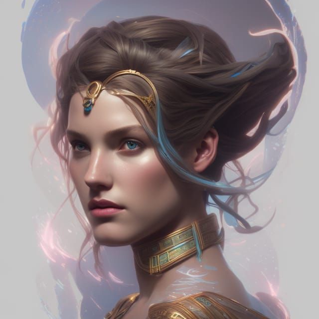 Princess of Atlantis Portrait in Hyperdetailed Style