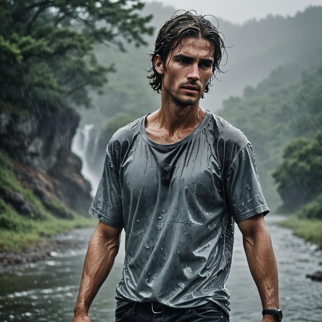 Men in Wet Clothes: A Photorealistic Digital Art