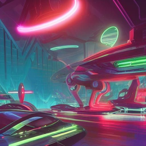 Ethereal Futuristic Metropolis Amidst Iridescent Oceanic Won...