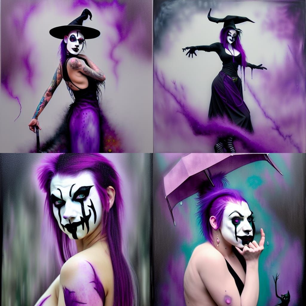 Sassy Juggalo Witch Posing in Hyperrealistic Painting