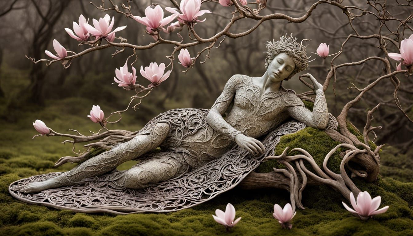 Eco-Art Sculpture Weaving Nature and Feminine Form