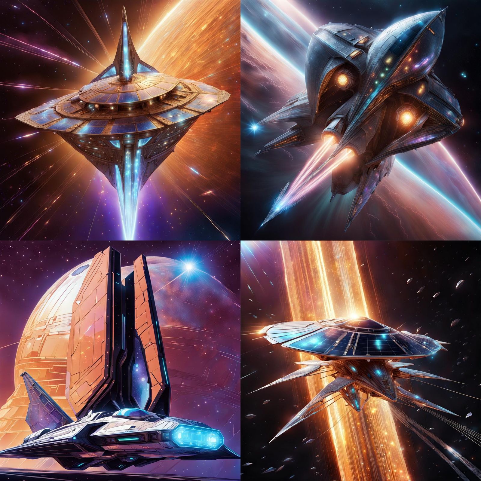 Massive Solar Sail Spaceship in Hypermodern Style