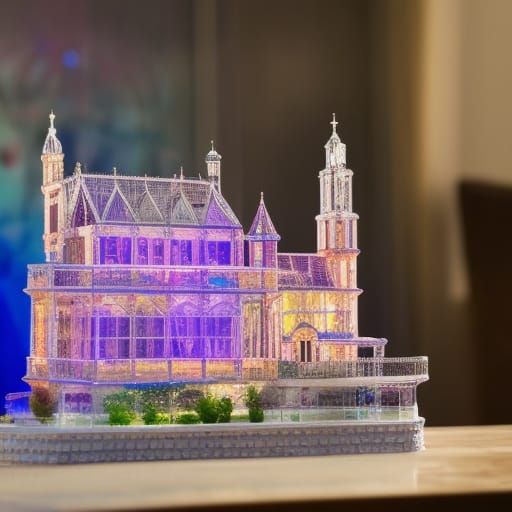 Crystal Miniature Town in Hyperrealistic Splash Art