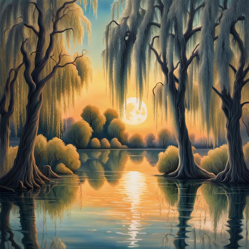 Sword Rises from Lake in Photorealistic Airbrush Art