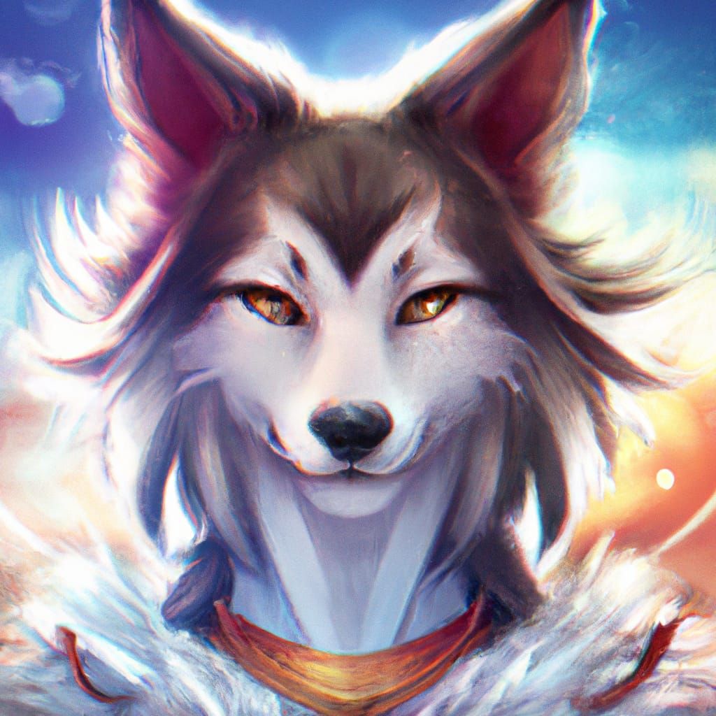 Adorable Goddess Wolf Portrait in Fantasy Style