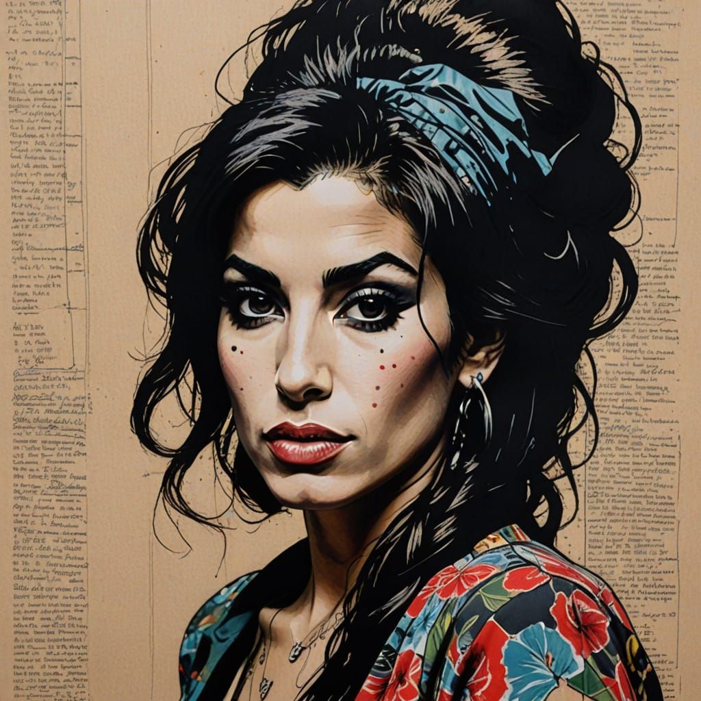Amy Winehouse Portrait in Urban Street Art Style