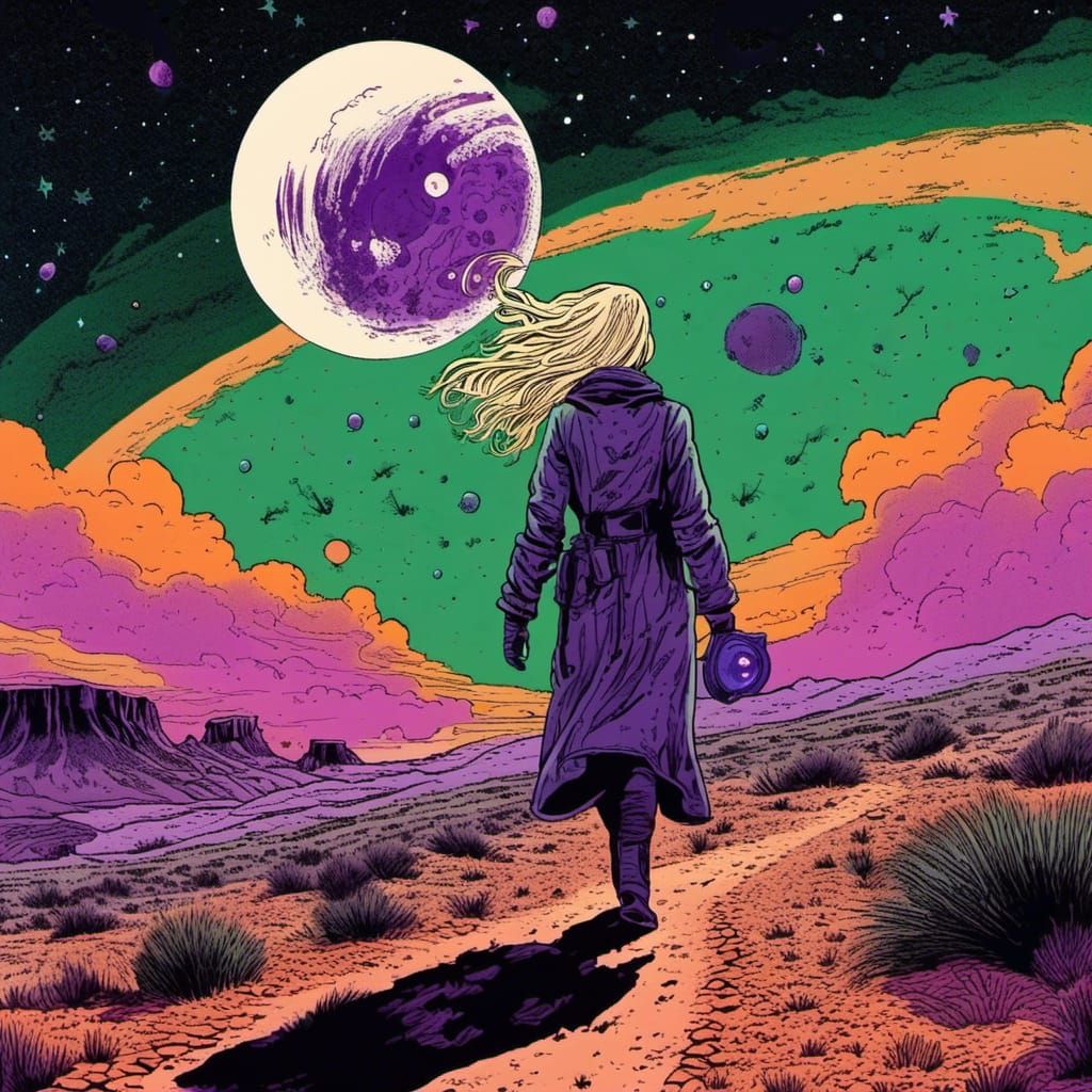 Ultraviolet Grasslands: Moebius-Style Surreal Dreamscape